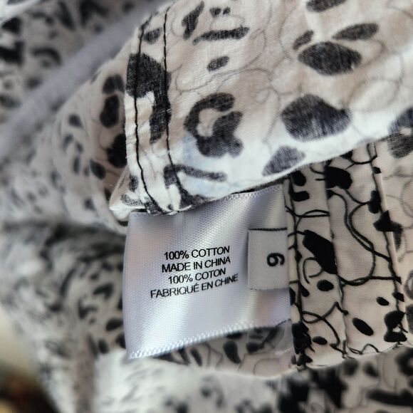 Proenza Schouler Graphic Scribble Print Cotton Shift Dress Button Cuffs Size 6 - Picture 5 of 11